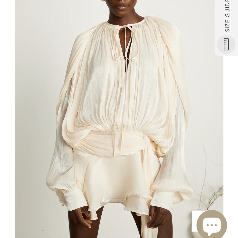 Miss Rosier EUGÉNIE FULLY-PLEATED RUFFLED MINI DRESS IN NEUTRALS